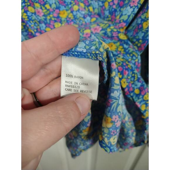 Adrienne Vittadini Woman 1X Blouse V Neck Slit Tie 3/4 Sleeve Floral Cottage... - Picture 7 of 9